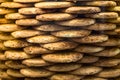 Round biscuits arranged in stack