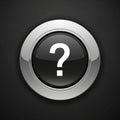A round black button with a white question mark in the center is set against a metallic Royalty Free Stock Photo