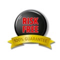 Round black button with words `Risk Free - 100% Guarantee` Royalty Free Stock Photo