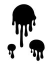 Round Black Current Paint Drips or Circle Stains Collection Isolated