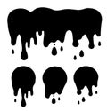 Round Black Current Paint Drips or Circle Stains Collection 