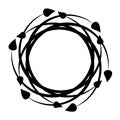 Round black decorative frame with leaves. Vector Royalty Free Stock Photo