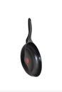 round black empty frying skillet. isolated on white. Side view Royalty Free Stock Photo