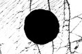 Round black hole with cracks isolated on white background Royalty Free Stock Photo