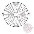 Round black labyrinth on white background. Children maze. Game for kids. Children puzzle. Help find a way out. Royalty Free Stock Photo