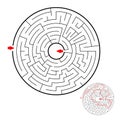 Round black labyrinth on white background. Children maze. Game for kids. Children puzzle. Help find a way out.