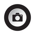 Round black and white button - camera icon Royalty Free Stock Photo