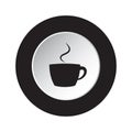 Round black and white button - cup with smoke icon Royalty Free Stock Photo