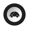 Round black, white button - cute rounded car icon Royalty Free Stock Photo