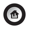 Round black,white button-house with equalizer icon