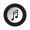 Round black, white button icon - musical note