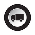 Round black and white button - lorry car icon Royalty Free Stock Photo