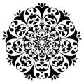 Round black and white ornament. Floral decoration