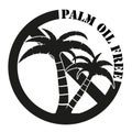 Round palm oil free label with palm tree