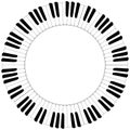 Round black and white piano keyboard frame