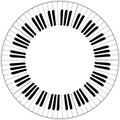 Round black and white piano keyboard frame