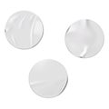 Round blank white crumpled paper or plastic sticker realistic vector mock-up set. Wrinkled adhesive circle label mockup Royalty Free Stock Photo