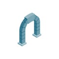 Round blue arch icon, isometric 3d style