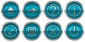 Round Blue Control icons set isolated