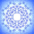 Round blue folk flower ornament - vector illutration Royalty Free Stock Photo