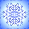 Round blue folk flower ornament - vector illutration Royalty Free Stock Photo