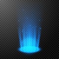Round Blue Glow Rays. Empty Light Effect Podium. Night Scene With Sparks. Magic Fantasy Portal. Futuristic Teleport. Vector
