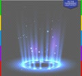 Round blue glow rays night scene with sparks on transparent background. Empty light effect podium. Disco club dance floor. Show Royalty Free Stock Photo