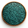 Teal-coated 3d Bamboo Leaf Sculpture With Detailed Rendering