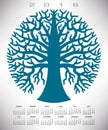 A 2016 round blue tree calendar Royalty Free Stock Photo