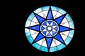 Round Blue and White Stained Glass Window Royalty Free Stock Photo
