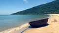 Round boat on beach, Da Nang, Vietnam Royalty Free Stock Photo