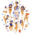 Round body positive banner with dancing girls