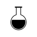 Round bottom boiling flask icon in flat design style. Test tube vector illustration, laboratory glassware