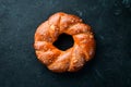 Round braided loaf of bread flour. Top view.