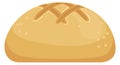 Round bread loaf icon. Cartoon wheat bakery