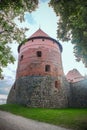 round brick tower of an old fortress Royalty Free Stock Photo