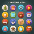 Round Bright Icons with Long Shadow: Christmas