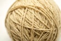 Round brown ball of tangled string object, cat toy, detail, extreme closeup detail, natural organic string macro, up close shot, Royalty Free Stock Photo