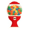 Round bubblegum machine icon cartoon vector. Colorful equipment