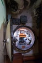 Round bulkhead door on a submarine Royalty Free Stock Photo