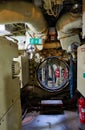 Round bulkhead door in the submarine Royalty Free Stock Photo