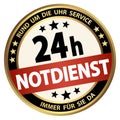 round business button - 24 hours emergency service (german