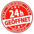 round business button - open 24 hours (german Royalty Free Stock Photo
