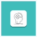 Round Button for Advanced, cyber, future, human, mind Line icon Turquoise Background Royalty Free Stock Photo