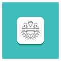 Round Button for Allocation, group, human, management, outsource Line icon Turquoise Background Royalty Free Stock Photo