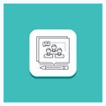 Round Button for Analysis, argument, business, convince, debate Line icon Turquoise Background Royalty Free Stock Photo