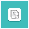 Round Button for Api, app, coding, developer, software Line icon Turquoise Background Royalty Free Stock Photo