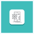 Round Button for Api, Application, coding, Development, Mobile Line icon Turquoise Background Royalty Free Stock Photo