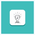 Round Button for award, trophy, win, prize, first Line icon Turquoise Background