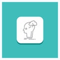 Round Button for Brainstorm, creative, head, idea, thinking Line icon Turquoise Background Royalty Free Stock Photo